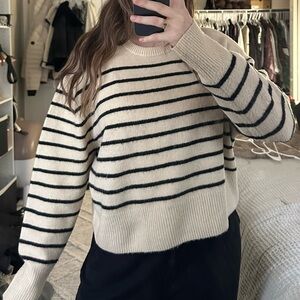 Striped Black and Cream Women's Sweater
